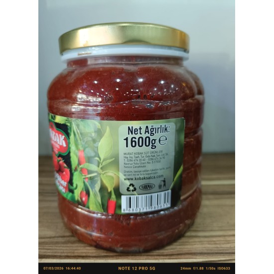 Kobak Acı Biber Salçası 1600 Gr