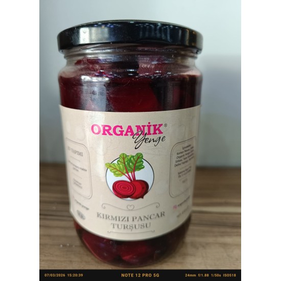 Organik Yenge Pancar Turşusu Küçük 650 Gr