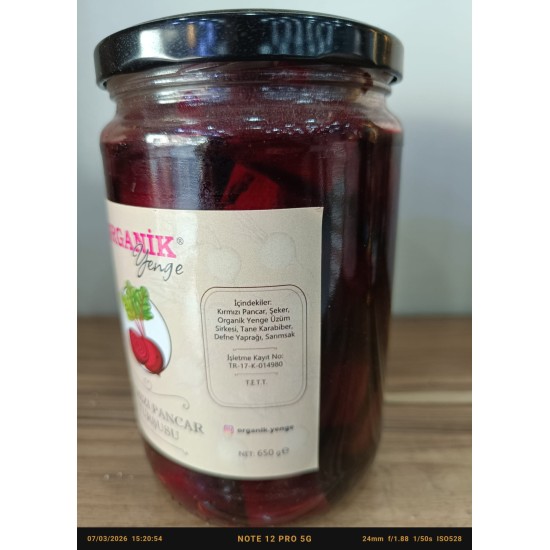 Organik Yenge Pancar Turşusu Küçük 650 Gr