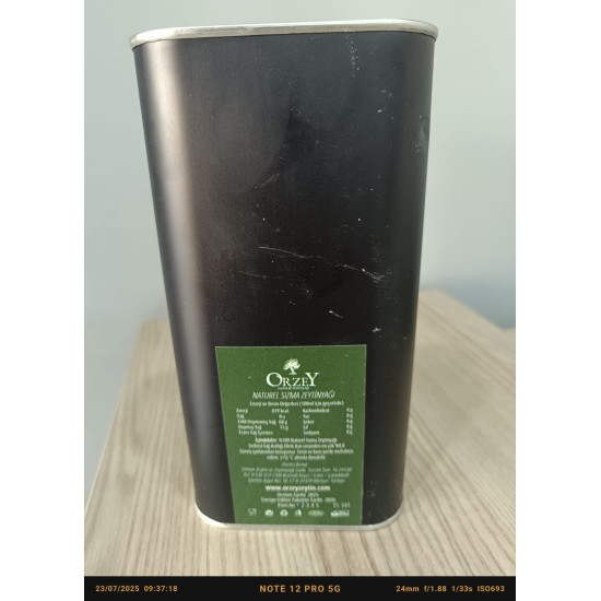 Naturel Sızma Soğuk Sıkım Zeytin Yağı 1 LT Teneke