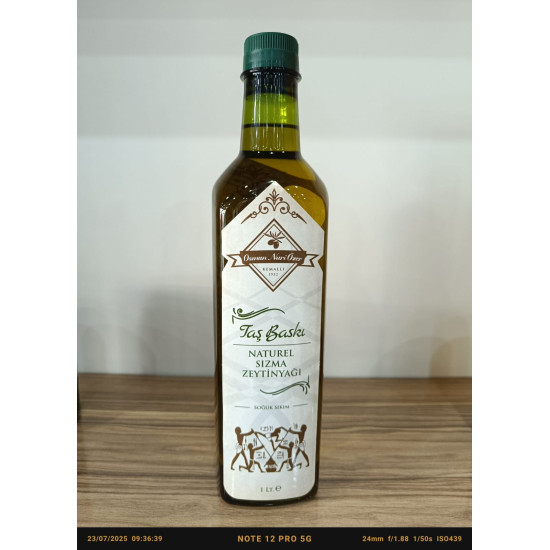 Naturel Sızma Soğuk Sıkım Taş Baskı Zeytin Yağı 1 LT